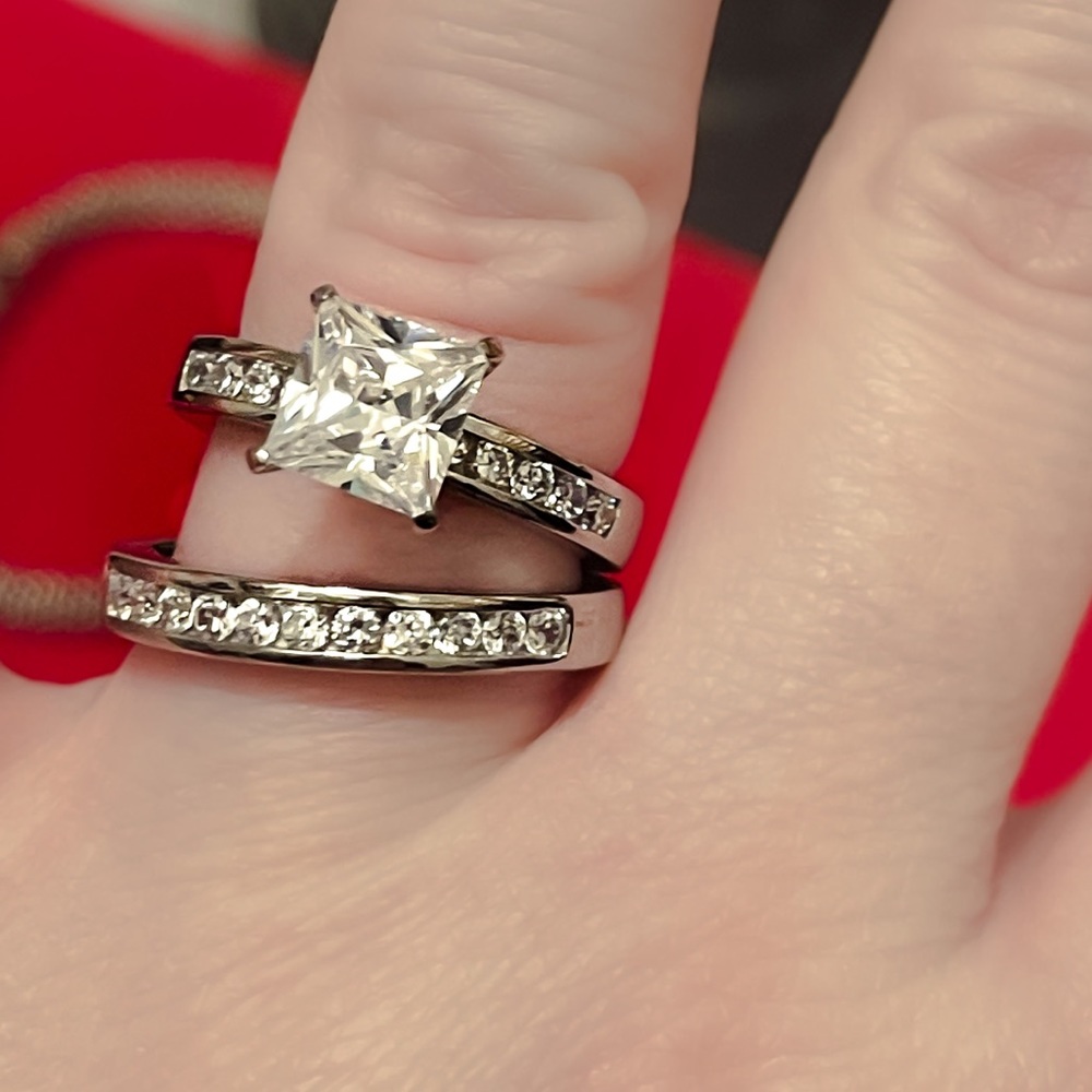 Tiffany Set Solitaire Princess Cut, Marquis, Round Engagement Sim. Diamond Ring - Picture 2 of 10